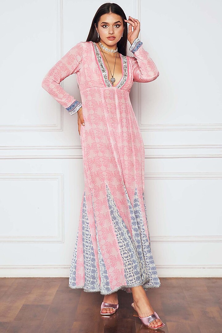 Pink Crepe Printed Jumpsuit by Sakshi Girri at Pernia's Pop Up Shop