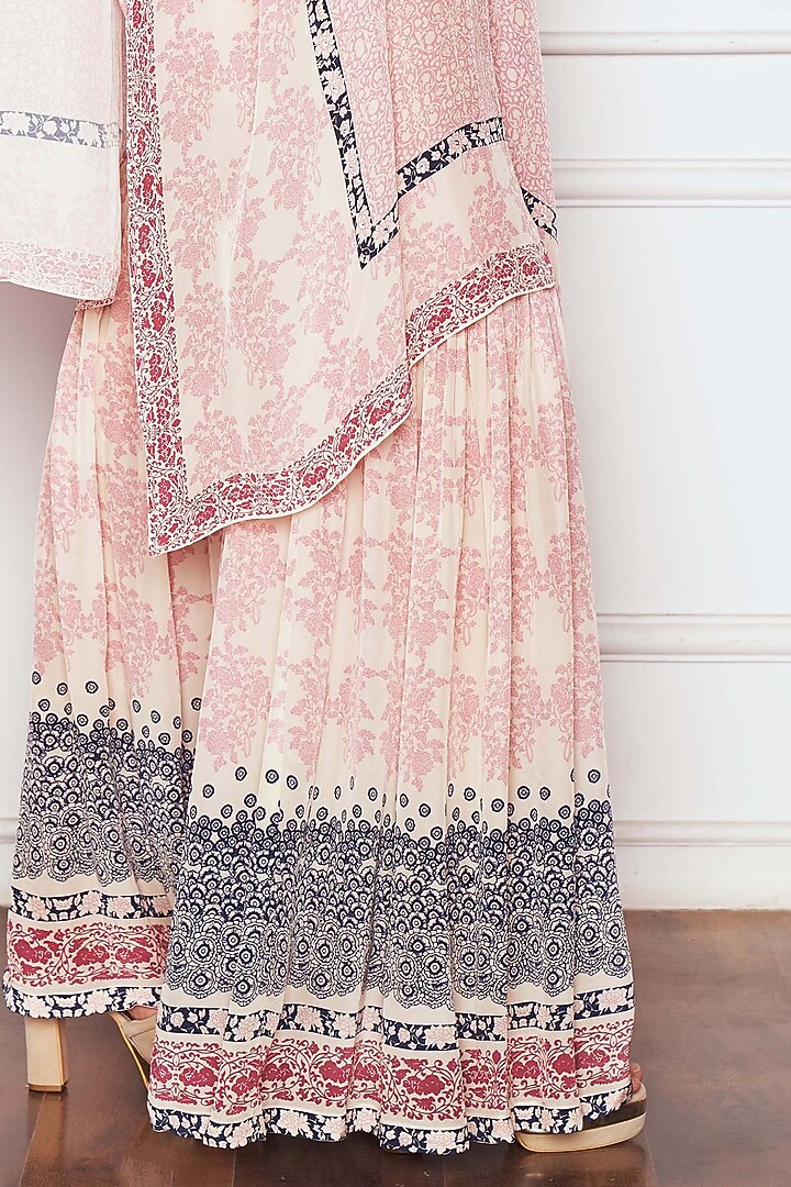Pink Crepe Printed Party Wear Sharara Set by Sakshi Girri at Pernia's Pop Up Shop