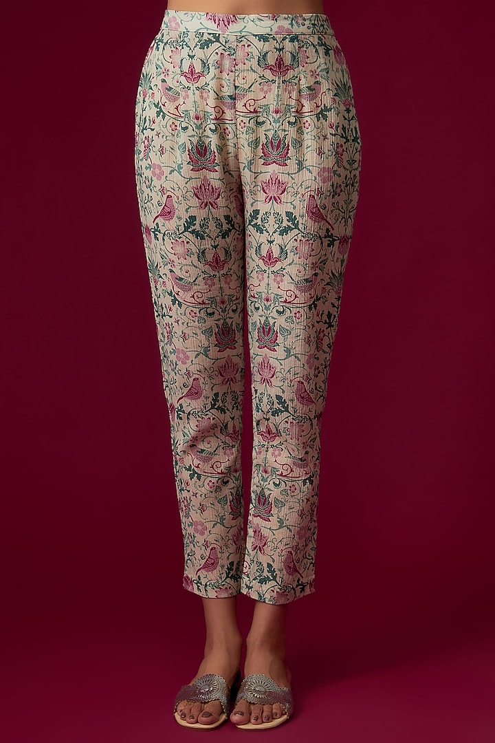 Multi-Colored Cotton Wrinkle Printed & Embellished Co-Ord Set by Sakshi Girri at Pernia's Pop Up Shop