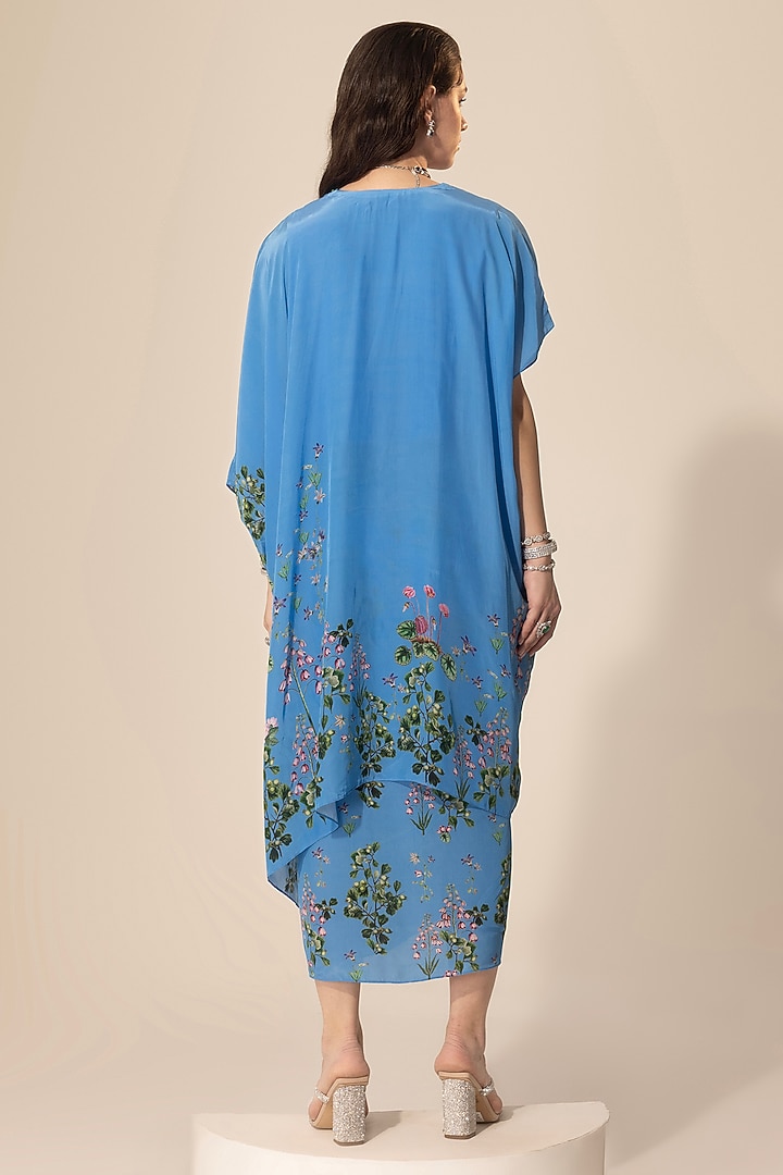Blue Crepe Skirt Set by Sakshi Girri at Pernia's Pop Up Shop