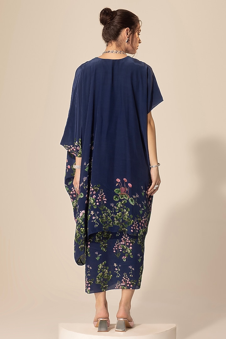 Navy Blue Crepe Skirt Set by Sakshi Girri at Pernia's Pop Up Shop