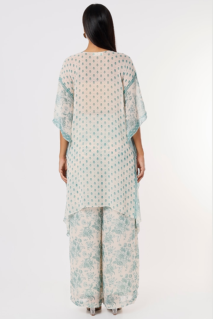 Green Floral Printed Kaftan by Sakshi Girri at Pernia's Pop Up Shop