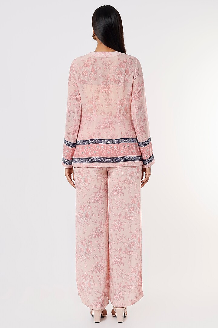 Blush Pink Wrinkle Cotton Co-Ord Set by Sakshi Girri at Pernia's Pop Up Shop