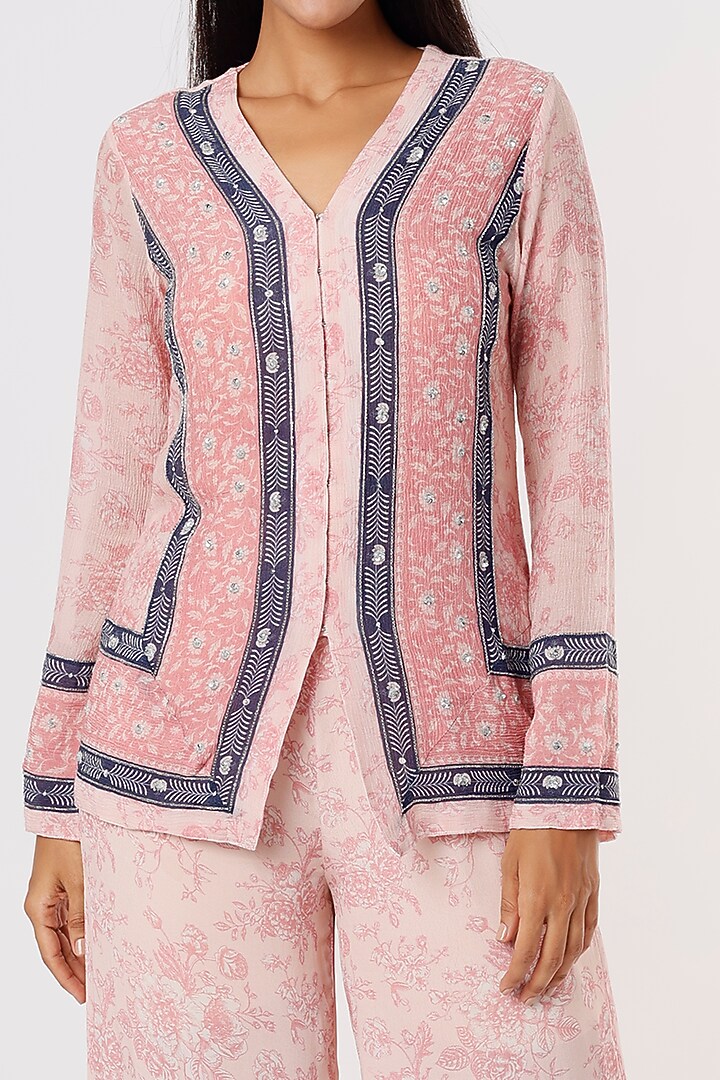 Blush Pink Wrinkle Cotton Co-Ord Set by Sakshi Girri at Pernia's Pop Up Shop