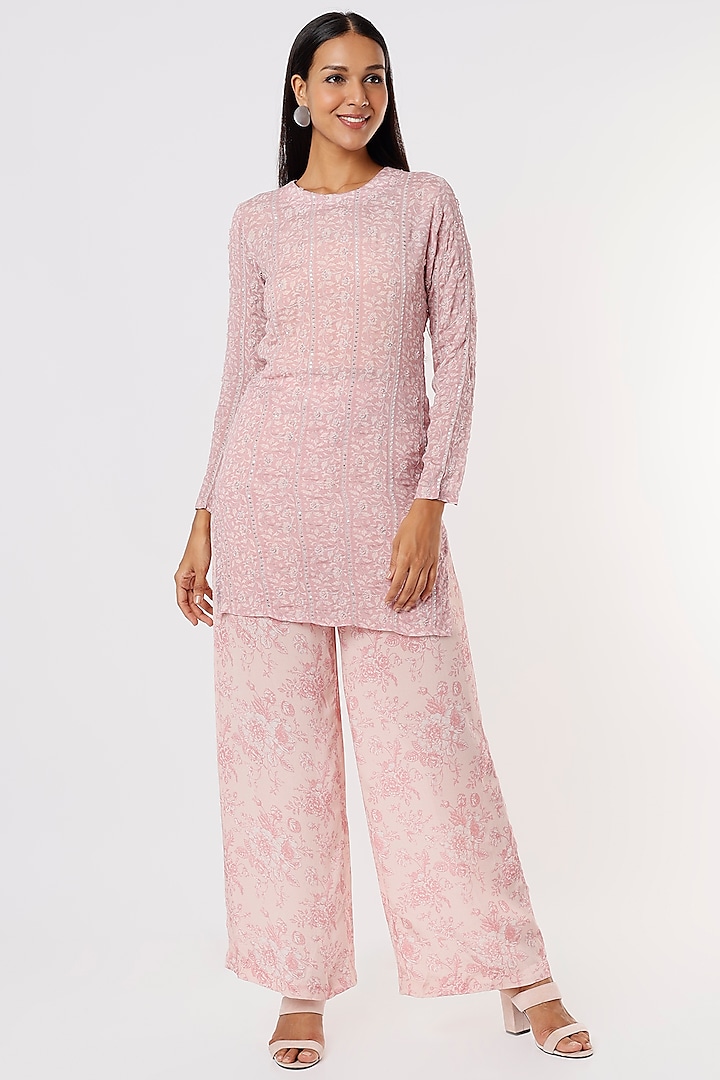 Blush Pink Embroidered Tunic by Sakshi Girri