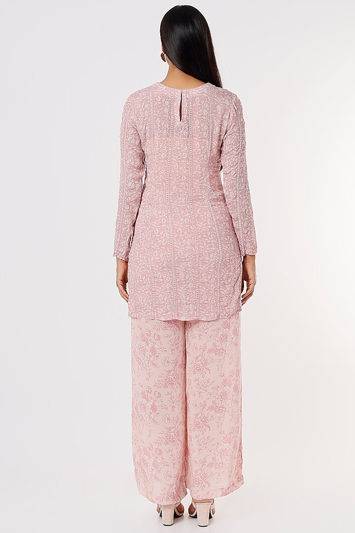 Blush Pink Embroidered Tunic by Sakshi Girri at Pernia's Pop Up Shop