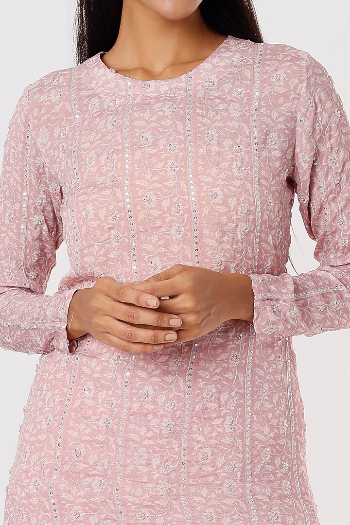 Blush Pink Embroidered Tunic by Sakshi Girri at Pernia's Pop Up Shop