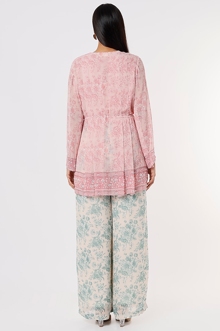 Blush Pink Digital Printed Pant Set by Sakshi Girri at Pernia's Pop Up Shop