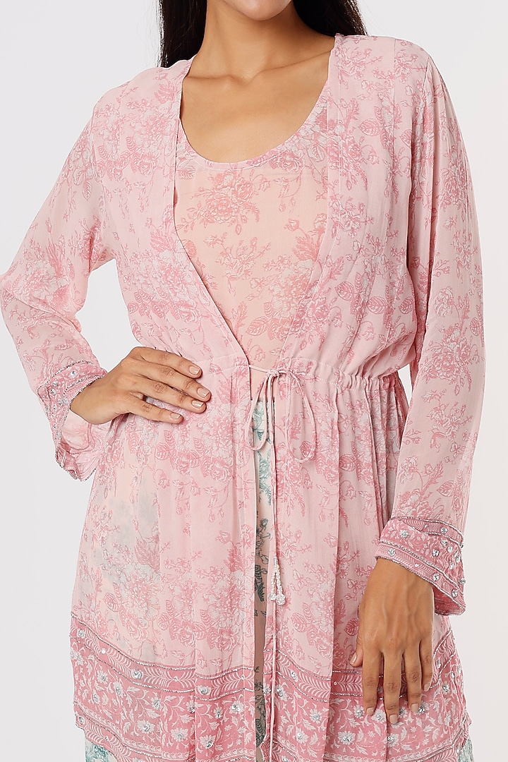 Blush Pink Digital Printed Pant Set by Sakshi Girri at Pernia's Pop Up Shop