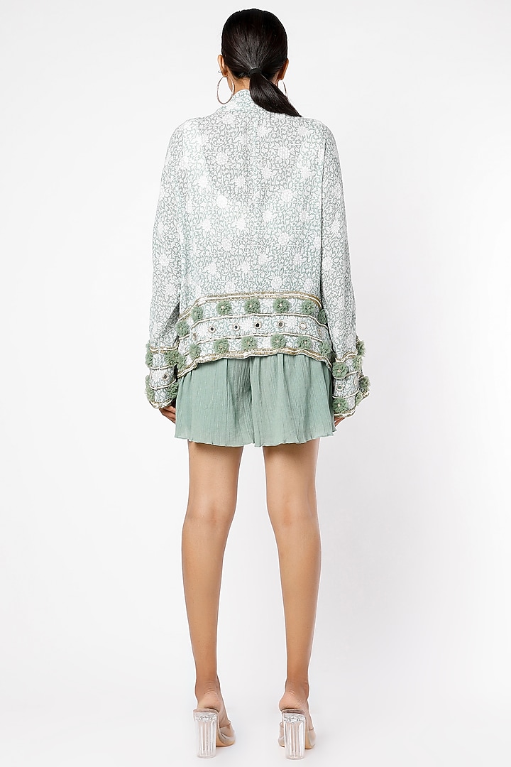 Off White & Pine Green Embroidered Co-Ord Set by Sakshi Girri at Pernia's Pop Up Shop