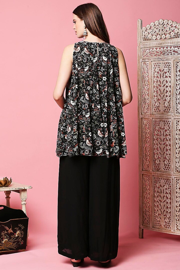 Black Printed Short Tunic Set by Sakshi Girri at Pernia's Pop Up Shop