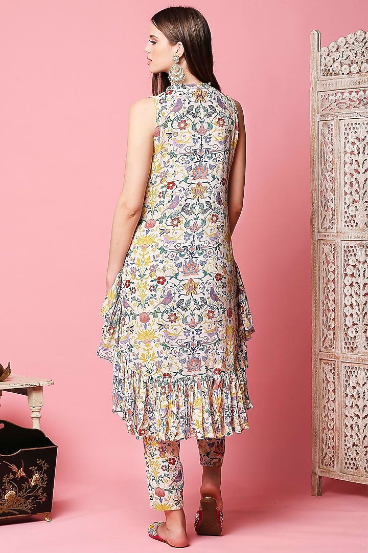 Multi Colored Printed Asymmetrical Tunic Set by Sakshi Girri at Pernia's Pop Up Shop