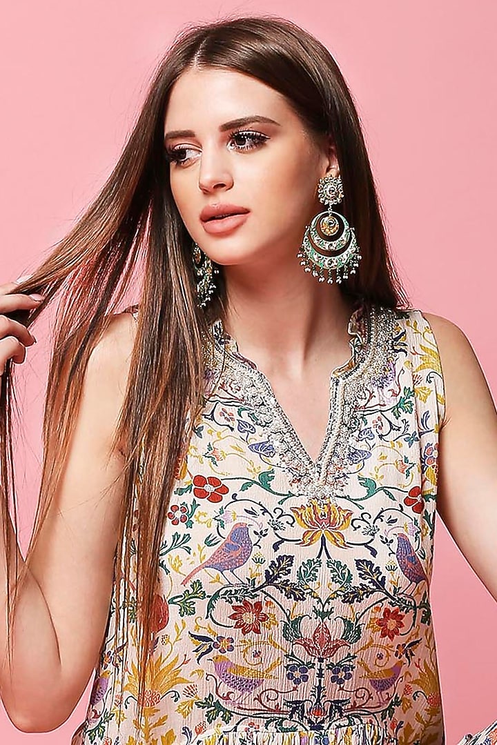Multi Colored Printed Asymmetrical Tunic Set by Sakshi Girri at Pernia's Pop Up Shop