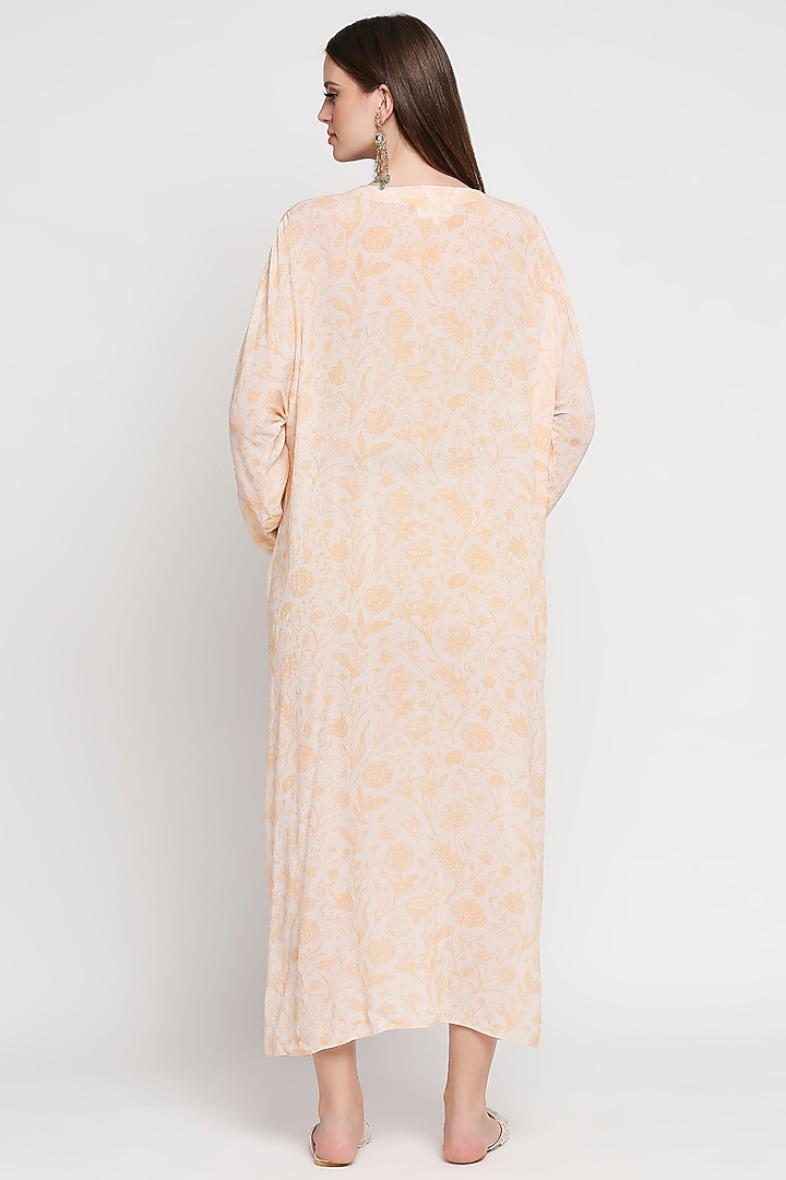 Pale Yellow Floral Printed Kaftan Summer Dress by Sakshi Girri at Pernia's Pop Up Shop