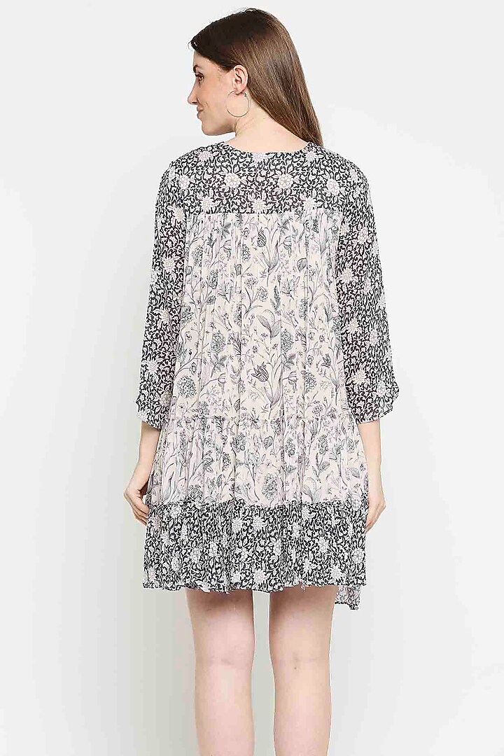 Navy Blue Embroidered Flared Dress by Sakshi Girri at Pernia's Pop Up Shop