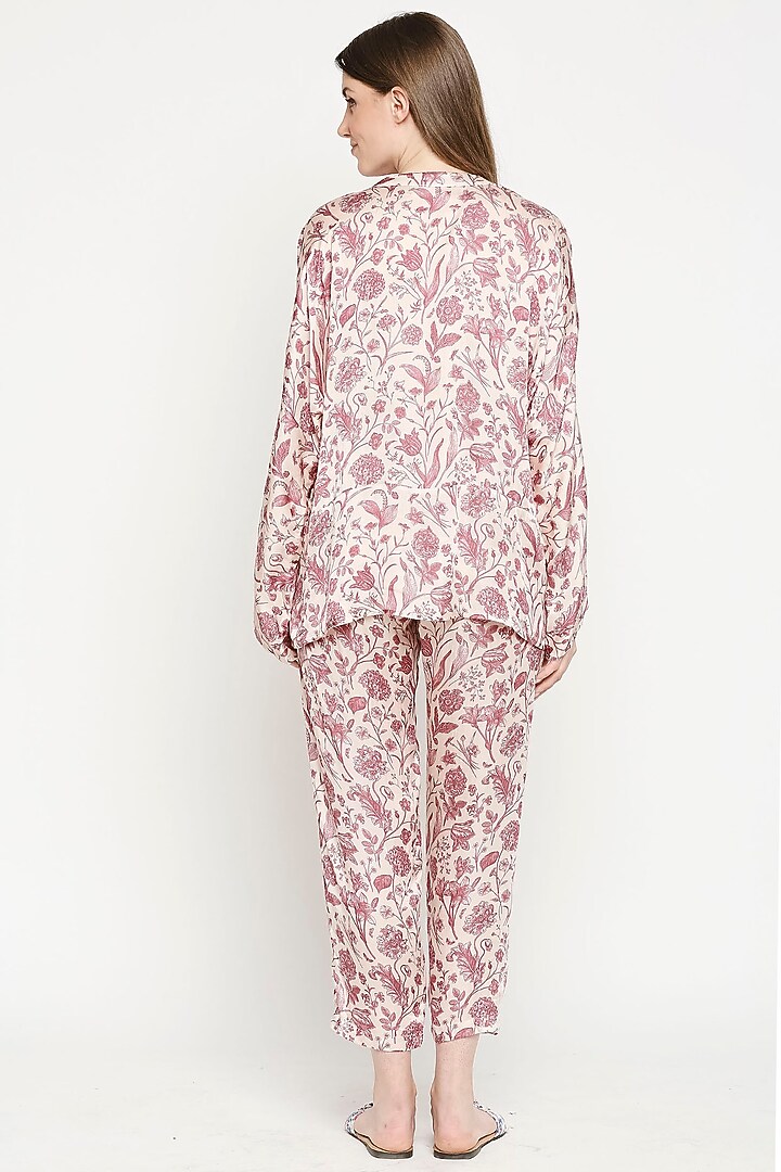 Rust Pink Floral Printed Co-ord Set by Sakshi Girri at Pernia's Pop Up Shop