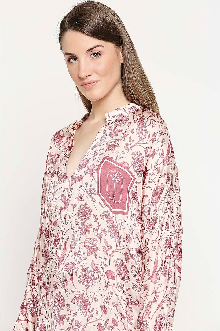Rust Pink Floral Printed Co-ord Set by Sakshi Girri at Pernia's Pop Up Shop