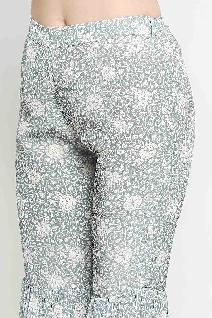 Green & Blush Pink Embroidered Gharara Pant Set by Sakshi Girri at Pernia's Pop Up Shop