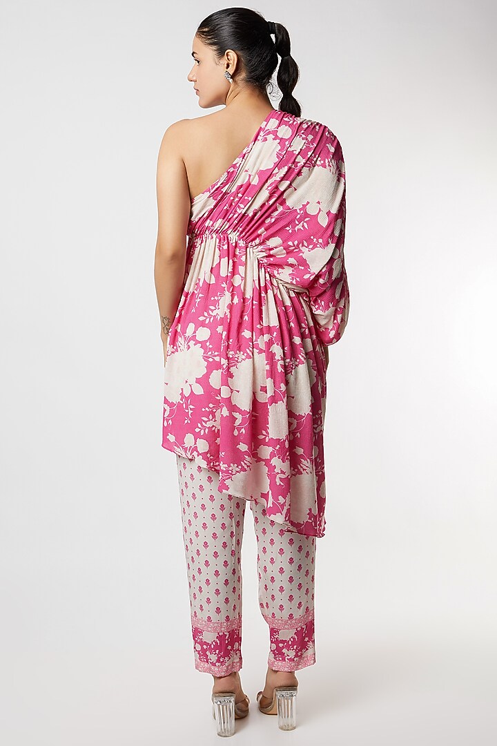 Hot Pink Printed Party Wear Sharara Set by Sakshi Girri at Pernia's Pop Up Shop