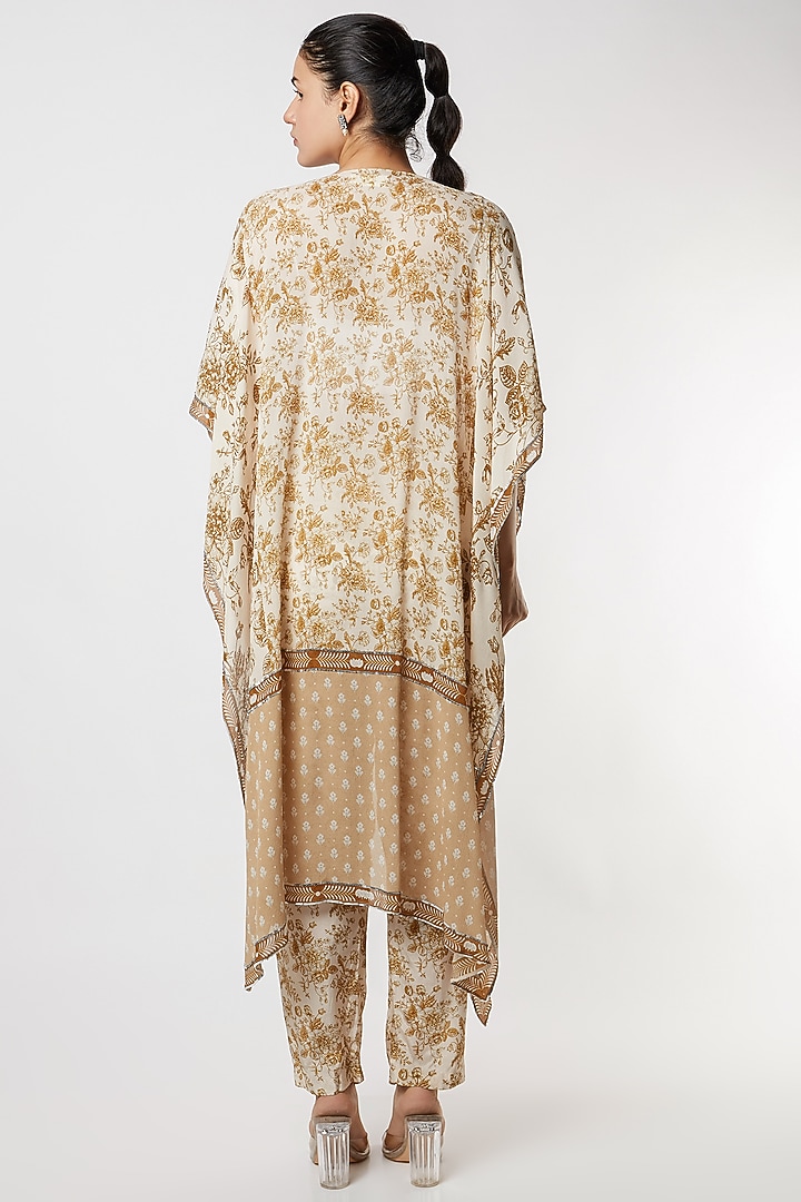 Dark Beige Printed Kaftan Set by Sakshi Girri at Pernia's Pop Up Shop