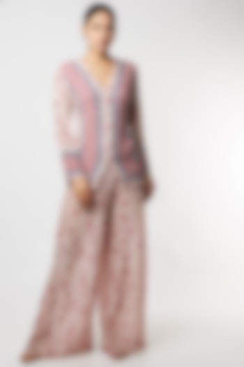 Rust Pink Printed Palazzo Pant Set by Sakshi Girri at Pernia's Pop Up Shop