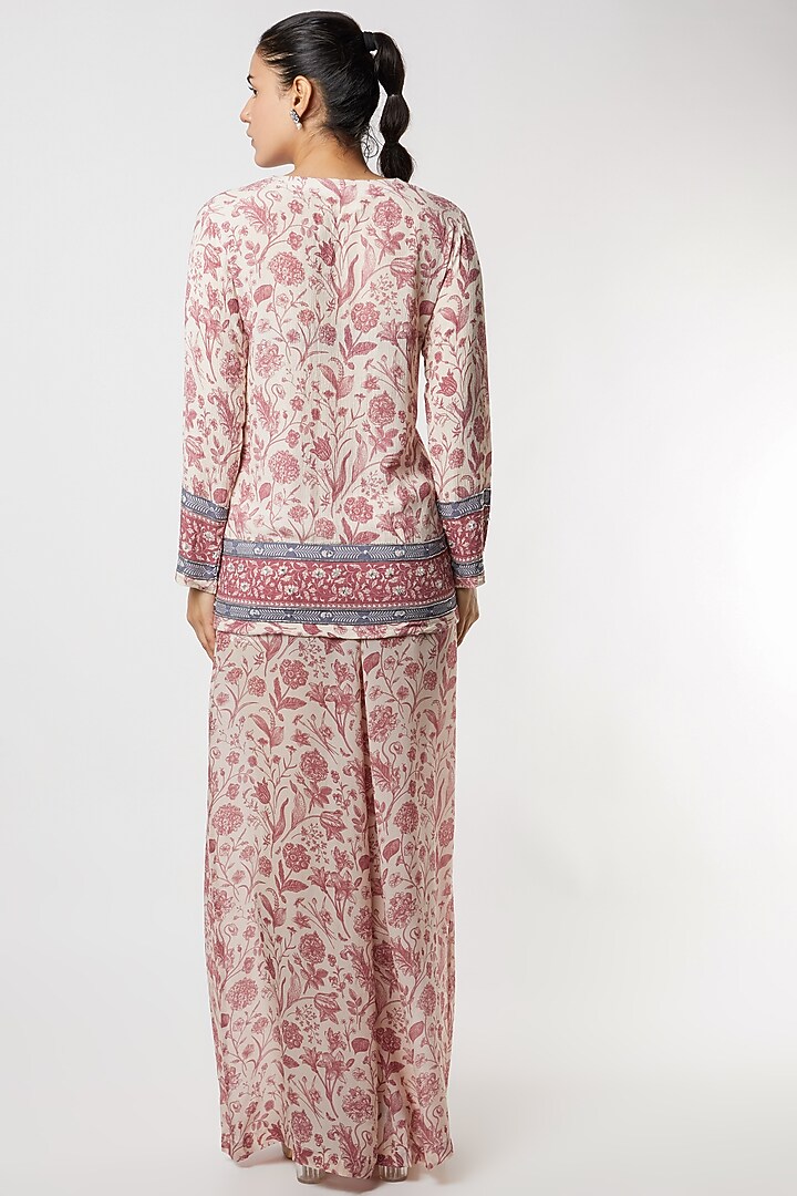 Rust Pink Printed Palazzo Pant Set by Sakshi Girri at Pernia's Pop Up Shop