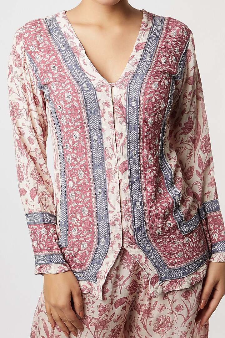 Rust Pink Printed Palazzo Pant Set by Sakshi Girri at Pernia's Pop Up Shop