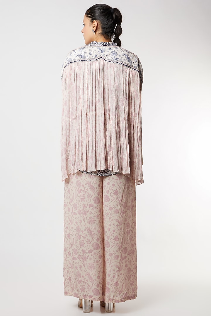 Blush Pink & Cobalt Blue Printed Kaftan Set by Sakshi Girri at Pernia's Pop Up Shop