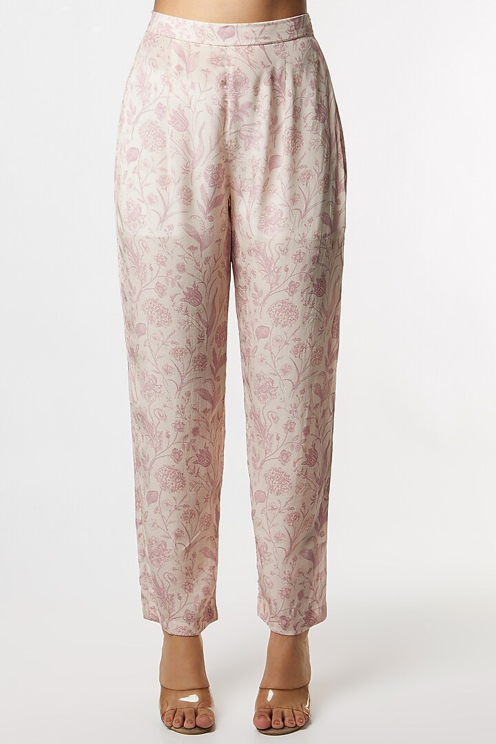 Navy Blue & Blush Pink Printed Asymmetrical Tunic Set by Sakshi Girri at Pernia's Pop Up Shop