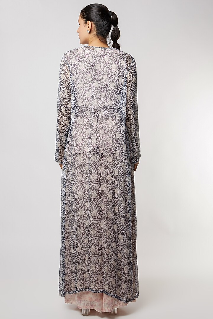 Blush Pink Chiffon Floral Printed Palazzo Pant Set by Sakshi Girri at Pernia's Pop Up Shop
