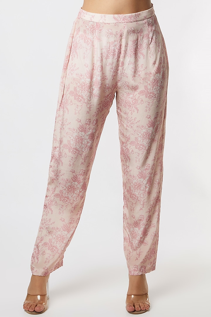 Teal Green & Blush Pink Printed Long Tunic Set by Sakshi Girri at Pernia's Pop Up Shop