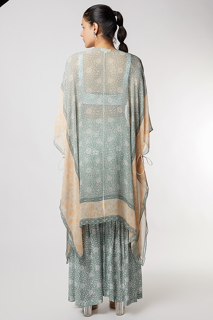 Pine Green & Yellow Printed Gharara Set by Sakshi Girri at Pernia's Pop Up Shop