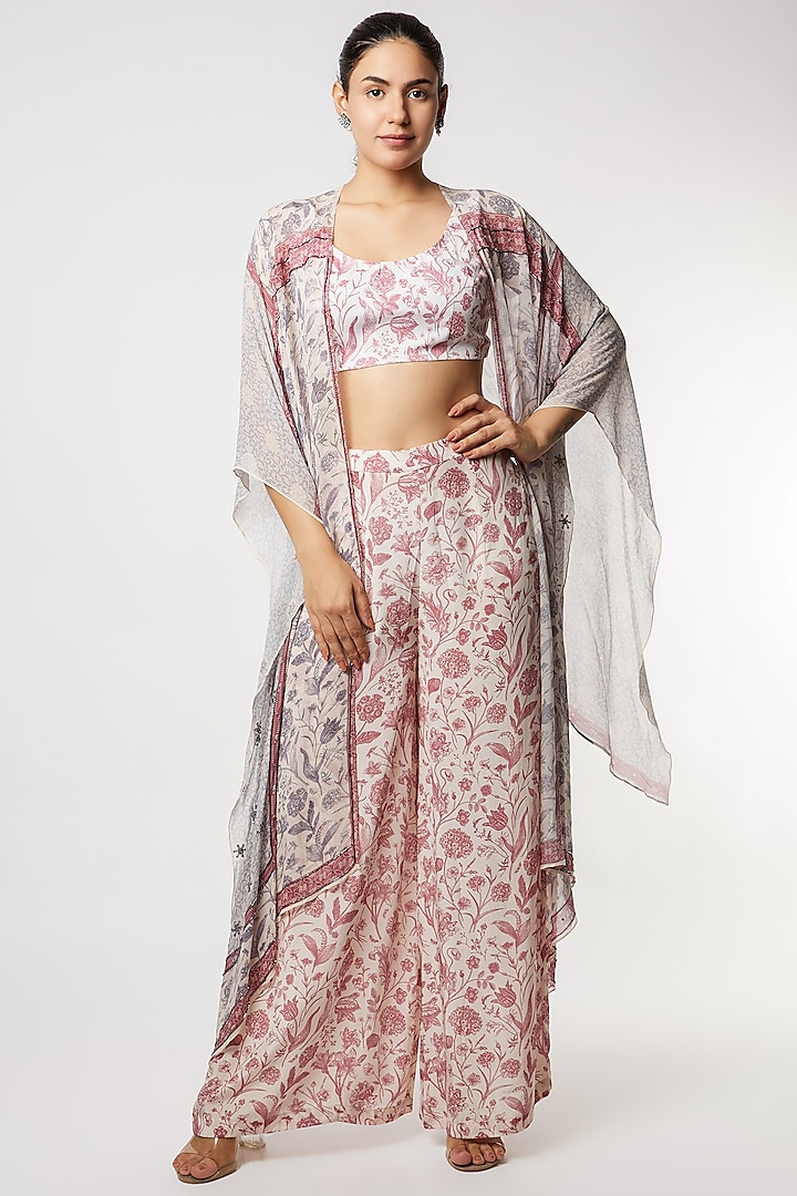 Rust Pink & Lavender Printed Kaftan Set by Sakshi Girri at Pernia's Pop Up Shop