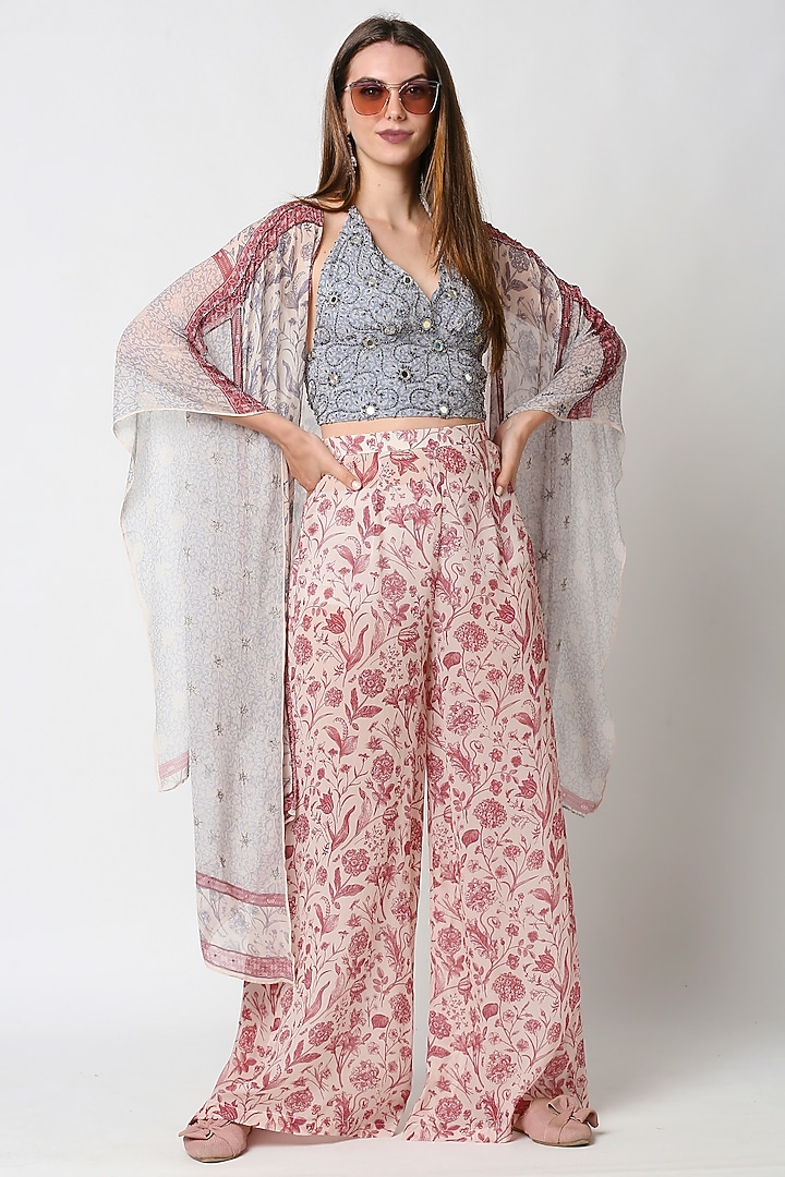 Lavender & Rust Pink Palazzo Pant Set by Sakshi Girri at Pernia's Pop Up Shop