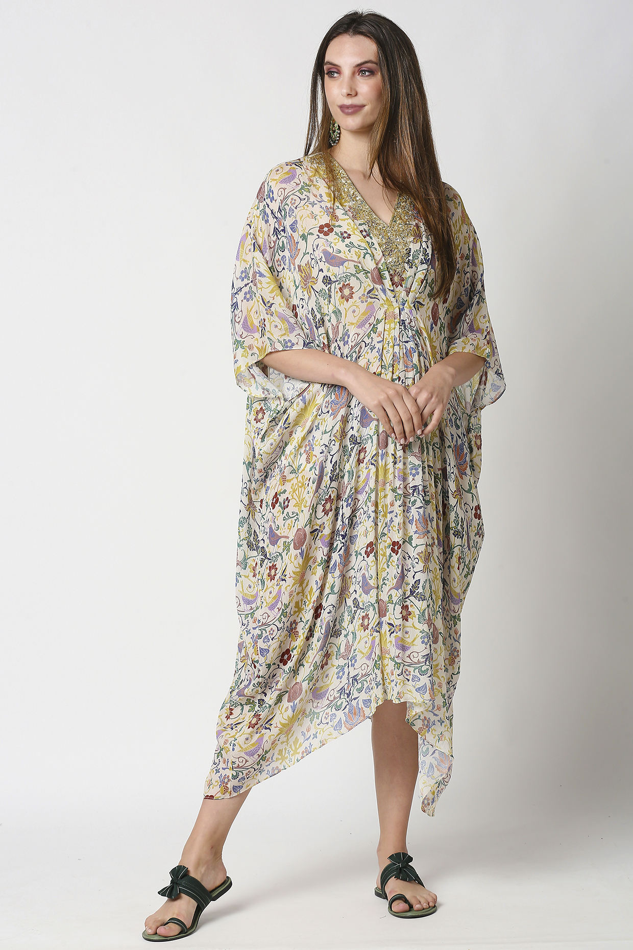 Multi Colored Printed Kaftan  by Sakshi Girri at Pernia's Pop Up Shop