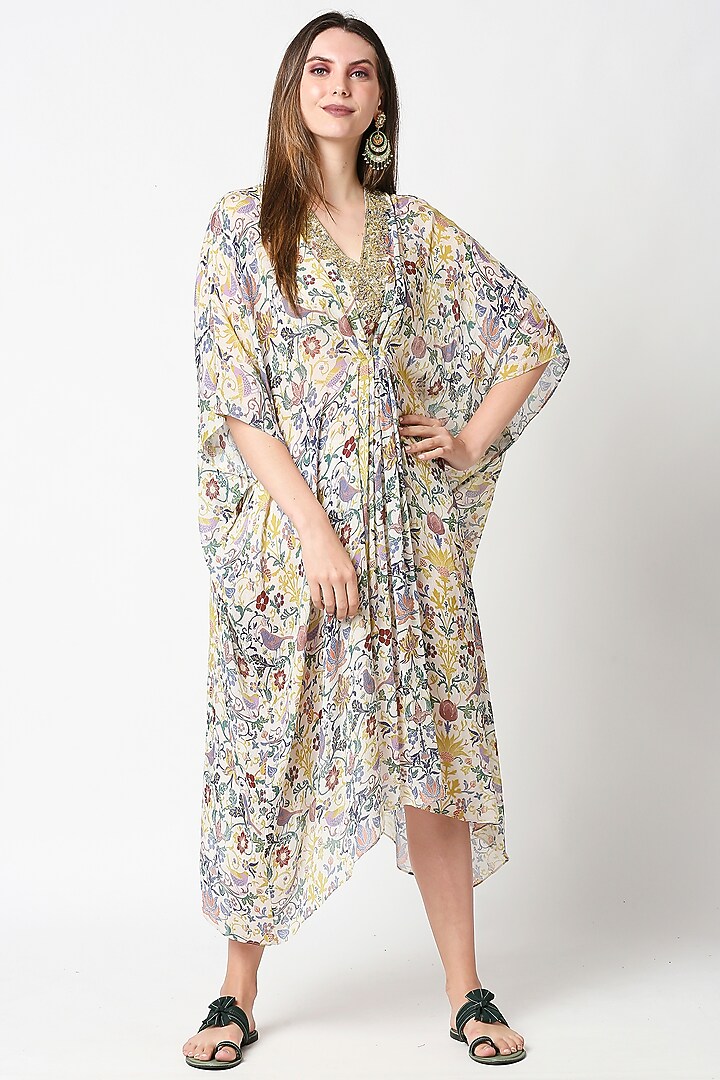 Multi Colored Printed Kaftan by Sakshi Girri at Pernia's Pop Up Shop