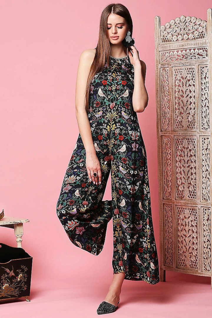 Black Embellished Jumpsuit by Sakshi Girri