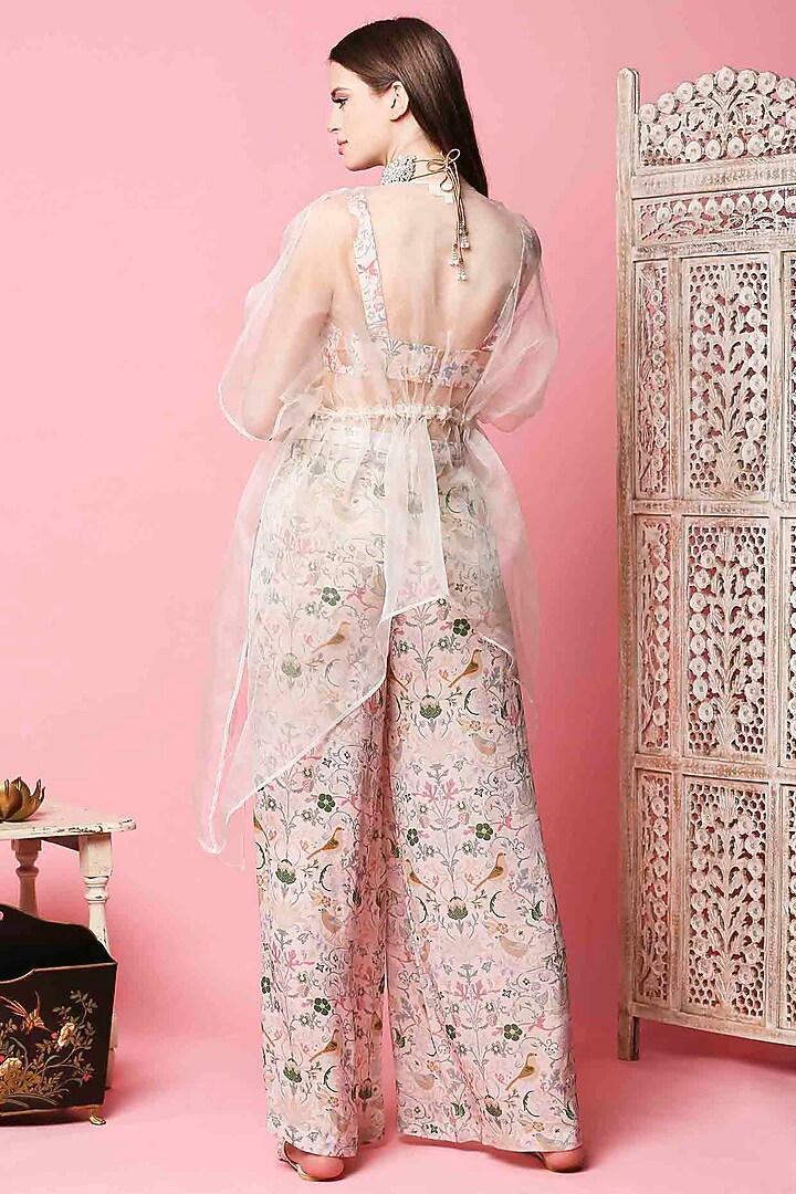 Ivory Printed Palazzo Pant Set by Sakshi Girri at Pernia's Pop Up Shop