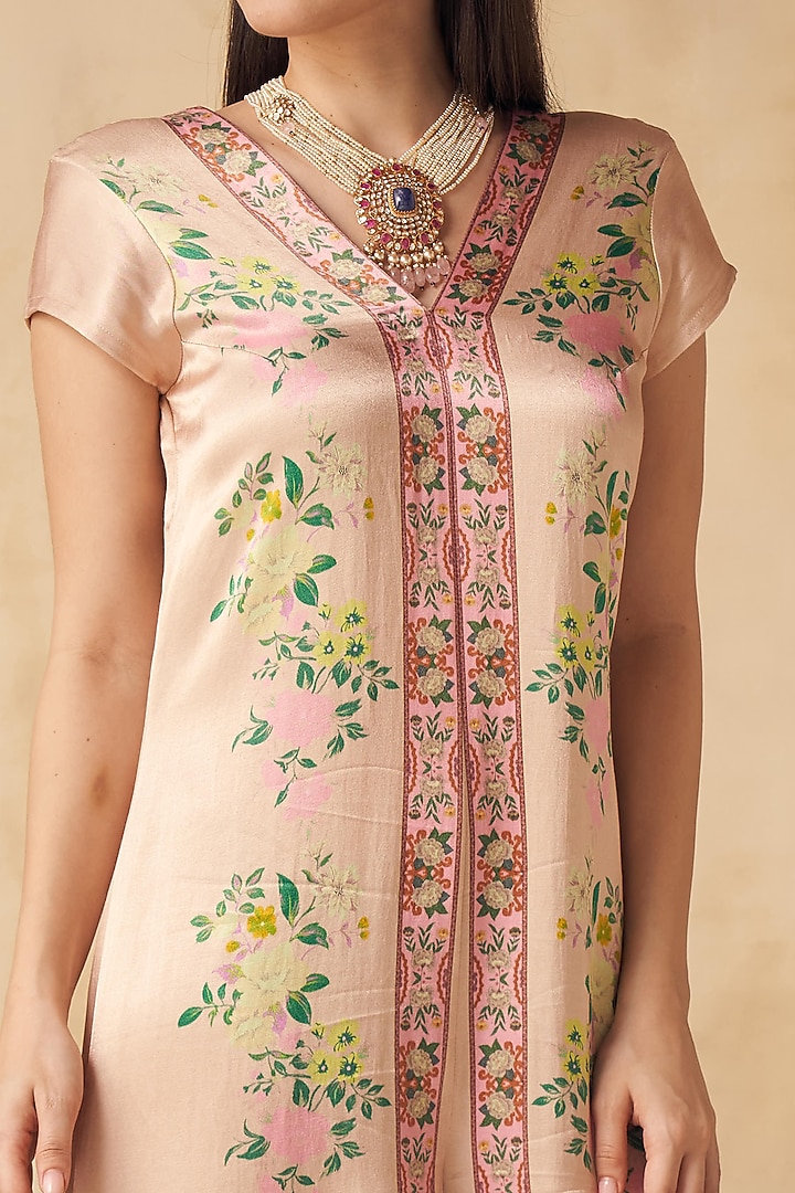 Champagne Beige Printed Jumpsuit by Sakshi Girri at Pernia's Pop Up Shop