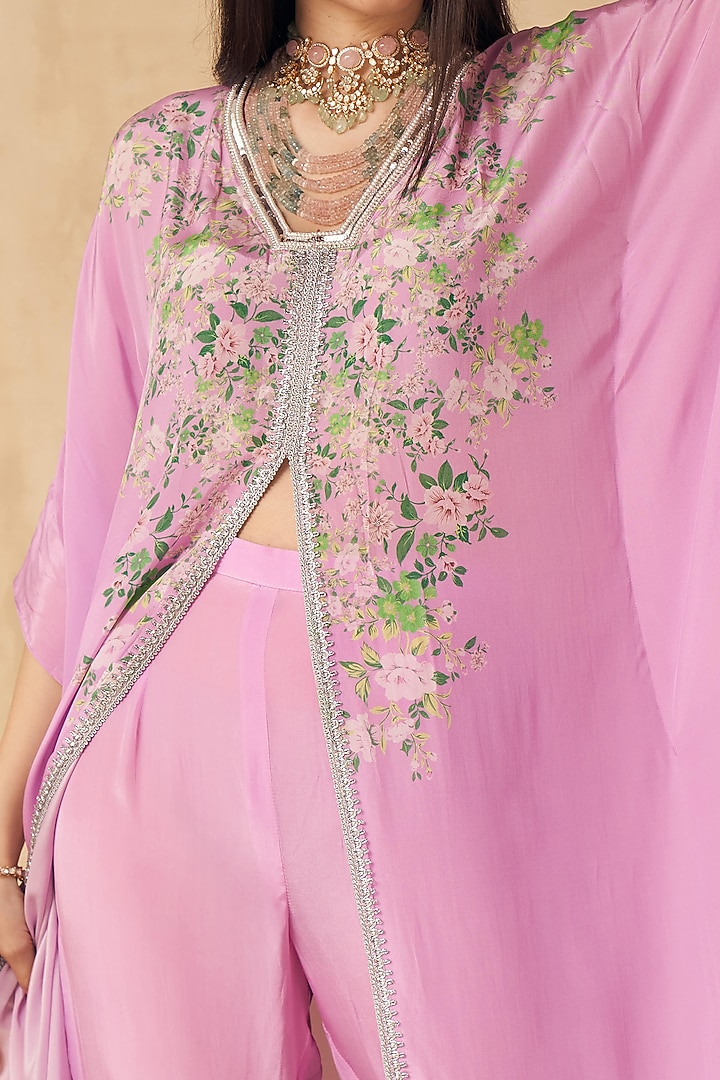 Lavender Embellished Kaftan Set by Sakshi Girri at Pernia's Pop Up Shop