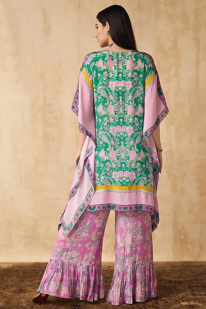 Lilac & Teal Green Printed Kaftan Set by Sakshi Girri at Pernia's Pop Up Shop