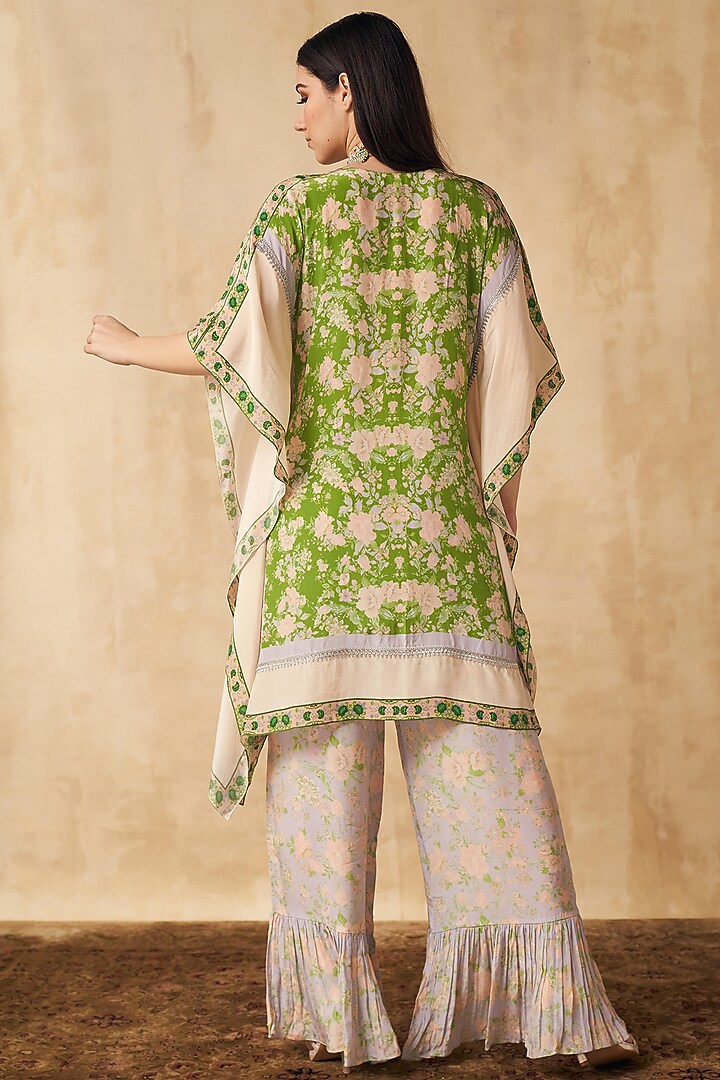 Lime Green Printed Kaftan Set by Sakshi Girri at Pernia's Pop Up Shop