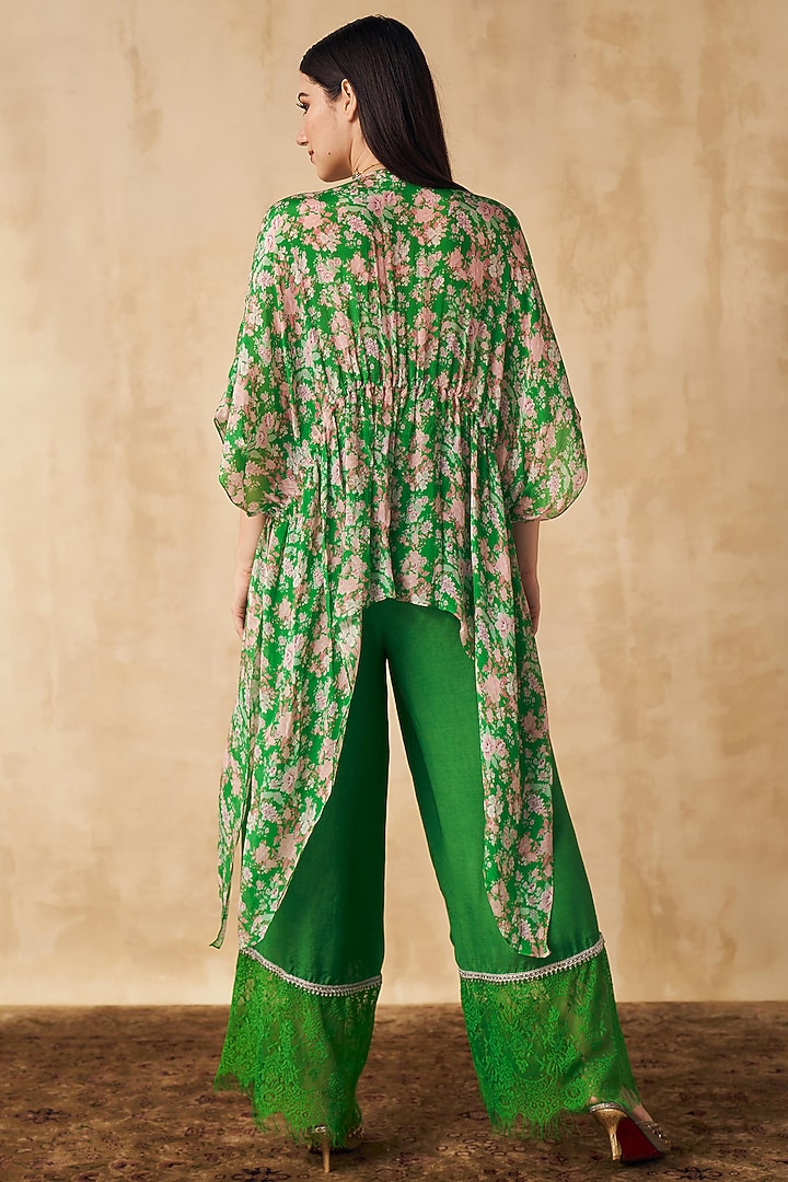 Green Printed & Embellished Kaftan Set by Sakshi Girri at Pernia's Pop Up Shop