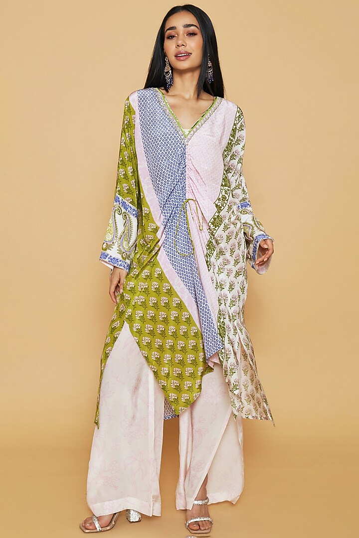 Multi-Colored Crepe Kaftan Set by Sakshi Girri at Pernia's Pop Up Shop