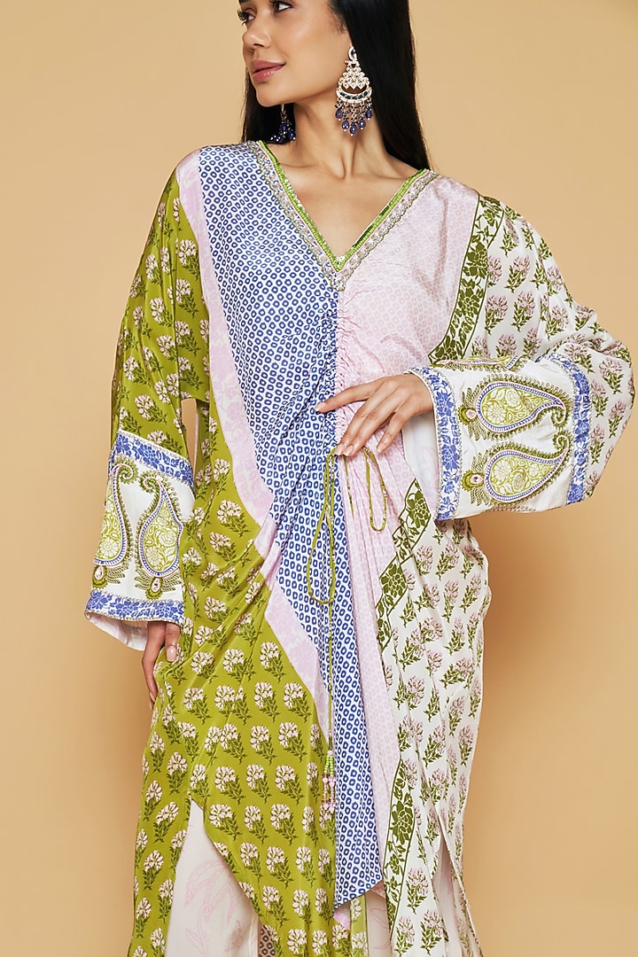 Multi-Colored Crepe Kaftan Set by Sakshi Girri at Pernia's Pop Up Shop