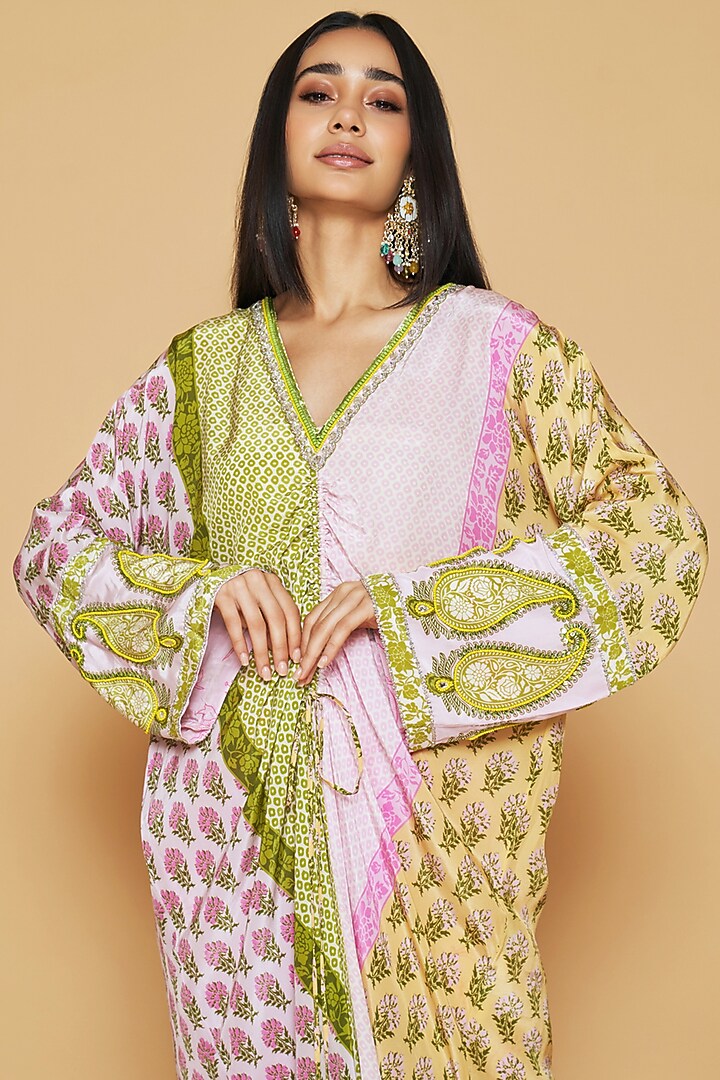 Multi-Colored Crepe Kaftan Set by Sakshi Girri at Pernia's Pop Up Shop
