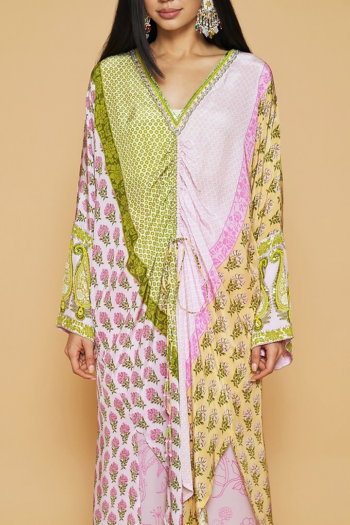 Multi-Colored Crepe Kaftan Set by Sakshi Girri at Pernia's Pop Up Shop
