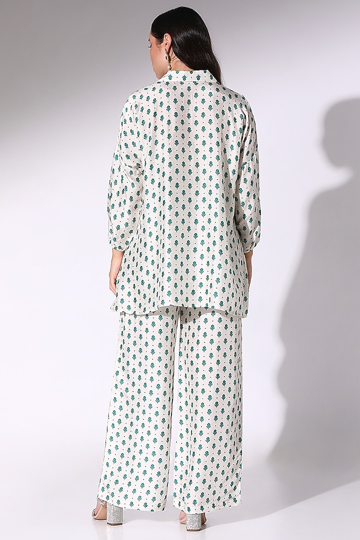 Pine Green Dupion Silk Embellished Co-Ord Set by Sakshi Girri at Pernia's Pop Up Shop