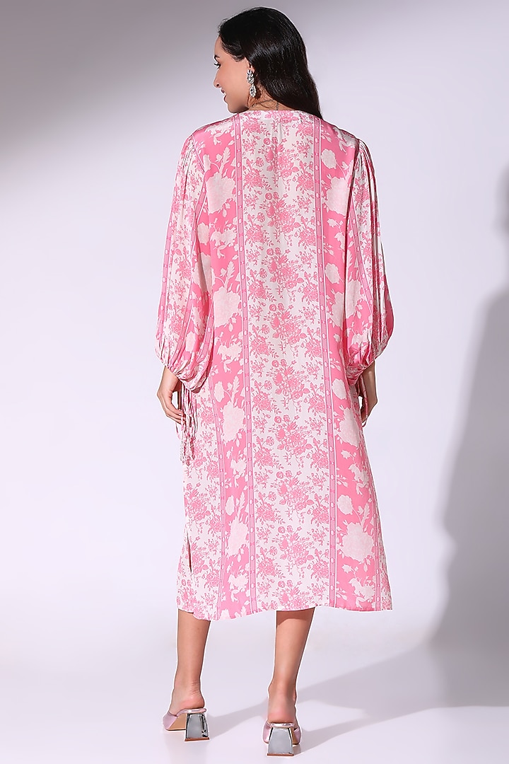 Pink Crepe Floral Printed Tunic by Sakshi Girri at Pernia's Pop Up Shop