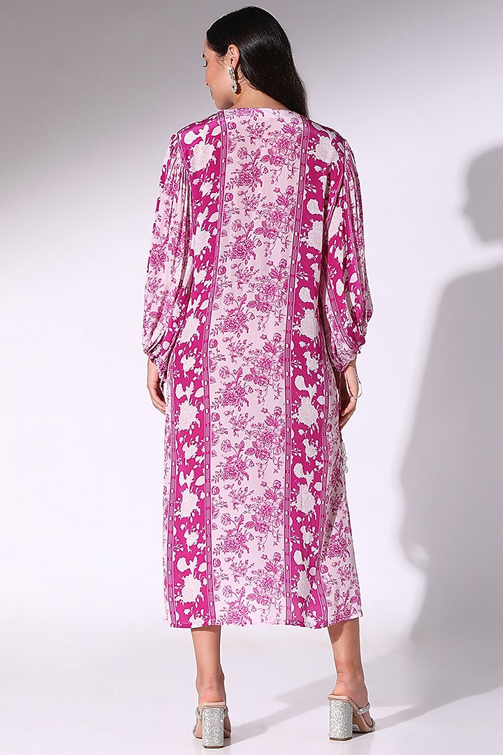 Plum Crepe Floral Printed Tunic by Sakshi Girri at Pernia's Pop Up Shop